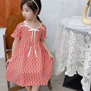 女童碎花连衣裙夏季田园风洋气雪纺裙子三四五六岁女孩夏装公主裙