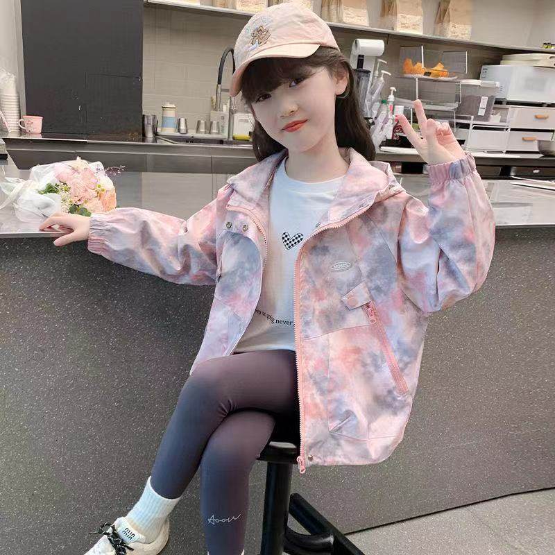 女童春秋时尚洋气扎染外套