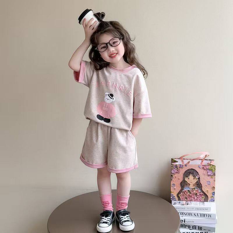 女童夏装套装洋气时髦女宝宝短袖短裤两件套韩版休闲女孩夏季衣服