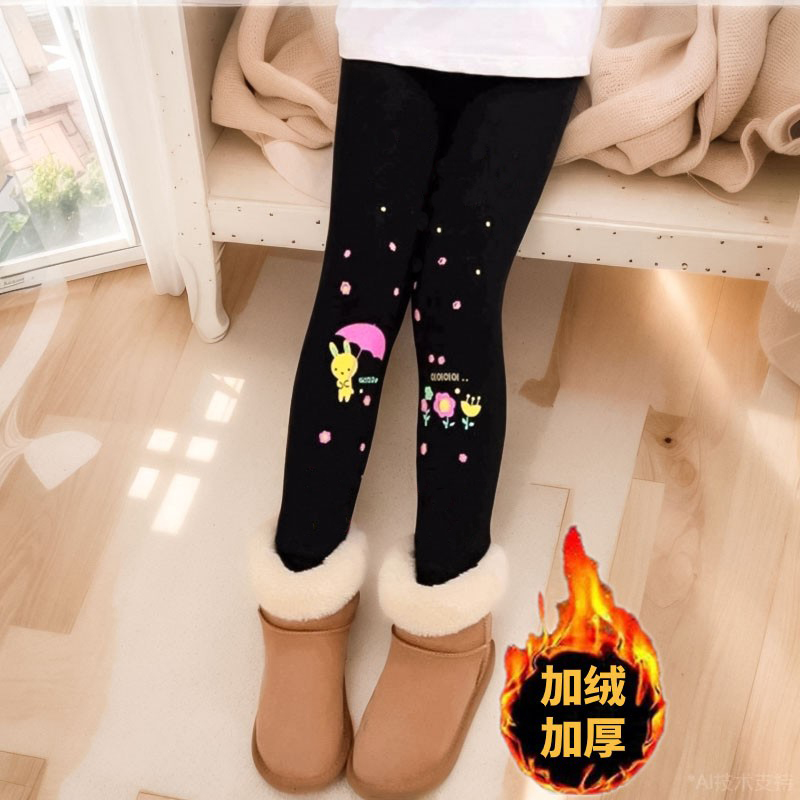 女童冬季洋气加绒打底裤