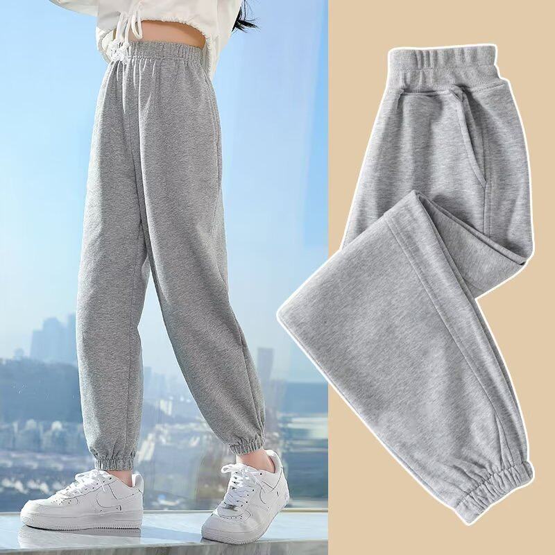 女童运动裤春秋款儿童时尚休闲灰色长裤子女孩秋装外穿束脚卫裤