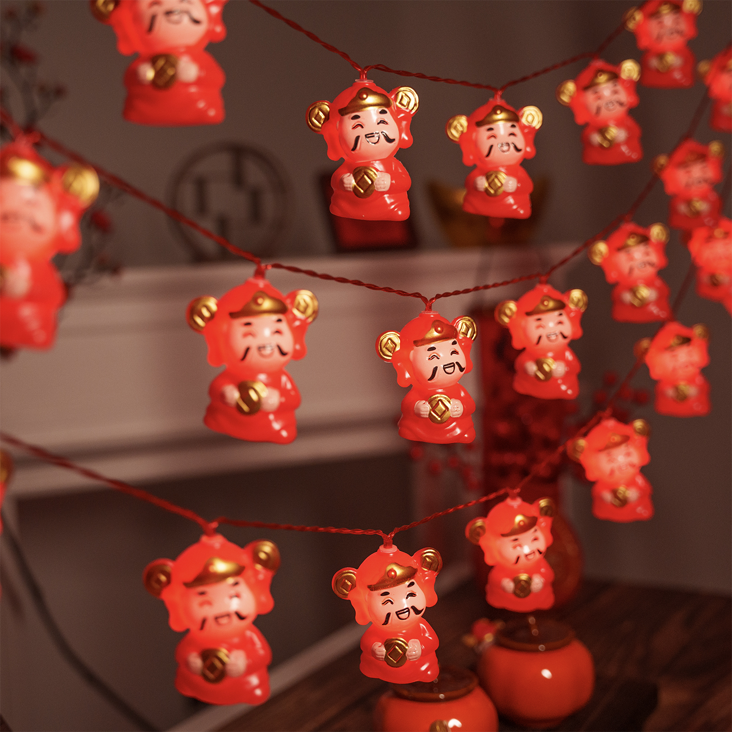 新年柿子灯串过年彩灯氛围感马年财神爷春节阳台装饰灯挂饰布置