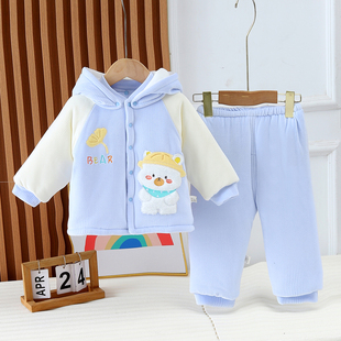 宝宝加厚夹棉婴儿衣服分体新生儿棉服套装棉衣保暖冬装棉袄棉裤