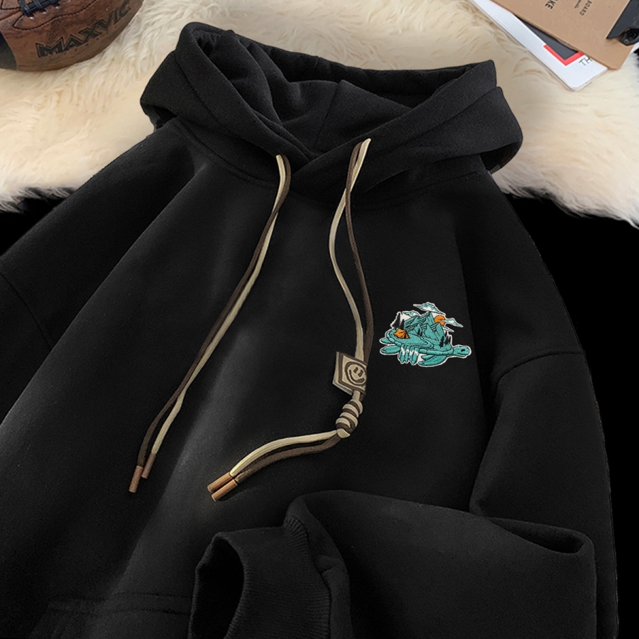 刺绣字母秋季连帽卫衣嘻哈街头潮牌宽松帽衫上衣服LW225P55控75