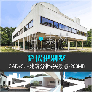 萨伏伊别墅设计不完全资料SU模型CAD平立剖建筑分析ppt实景照