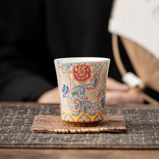 纯银掐丝珐琅彩万花主人杯宫廷风品茗茶水杯子功夫茶杯喝水闻香杯