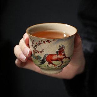 复古风中式 粗陶茶器十二生肖品茗主人杯茶具套装 功夫茶盏家用办公
