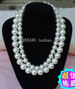 圆珍珠项链12 14 16mm珍珠项链 锁骨仿真玻璃珍珠项链手链耳环