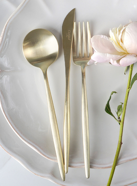 葡萄牙餐具cutipol刀叉香槟不锈钢便携牛排餐具刀叉勺三件套装勺