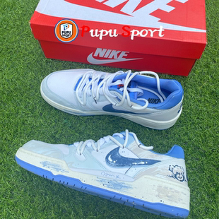 Full Nike Force 小熊骑士 蓝白 做旧涂鸦 定制球鞋