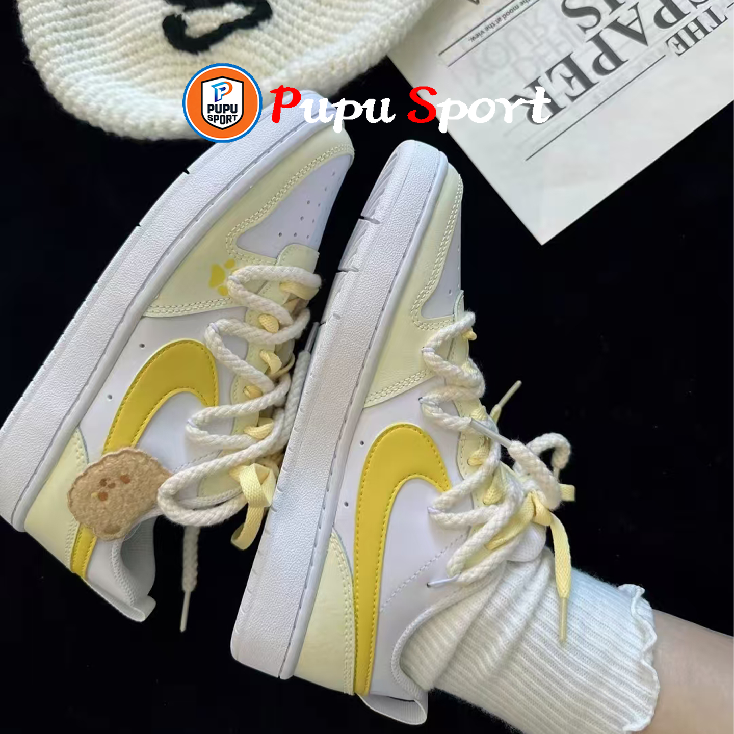 【定制球鞋】 Nike Court Borough奶油小熊 手绘 耐磨 低帮 板鞋,运动鞋new,板鞋,淘宝优惠券,粉丝福利购,淘宝优惠卷