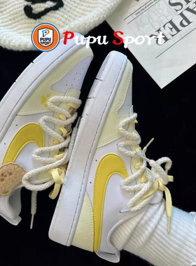 【定制球鞋】 Nike Court Borough奶油小熊 手绘 耐磨 低帮 板鞋