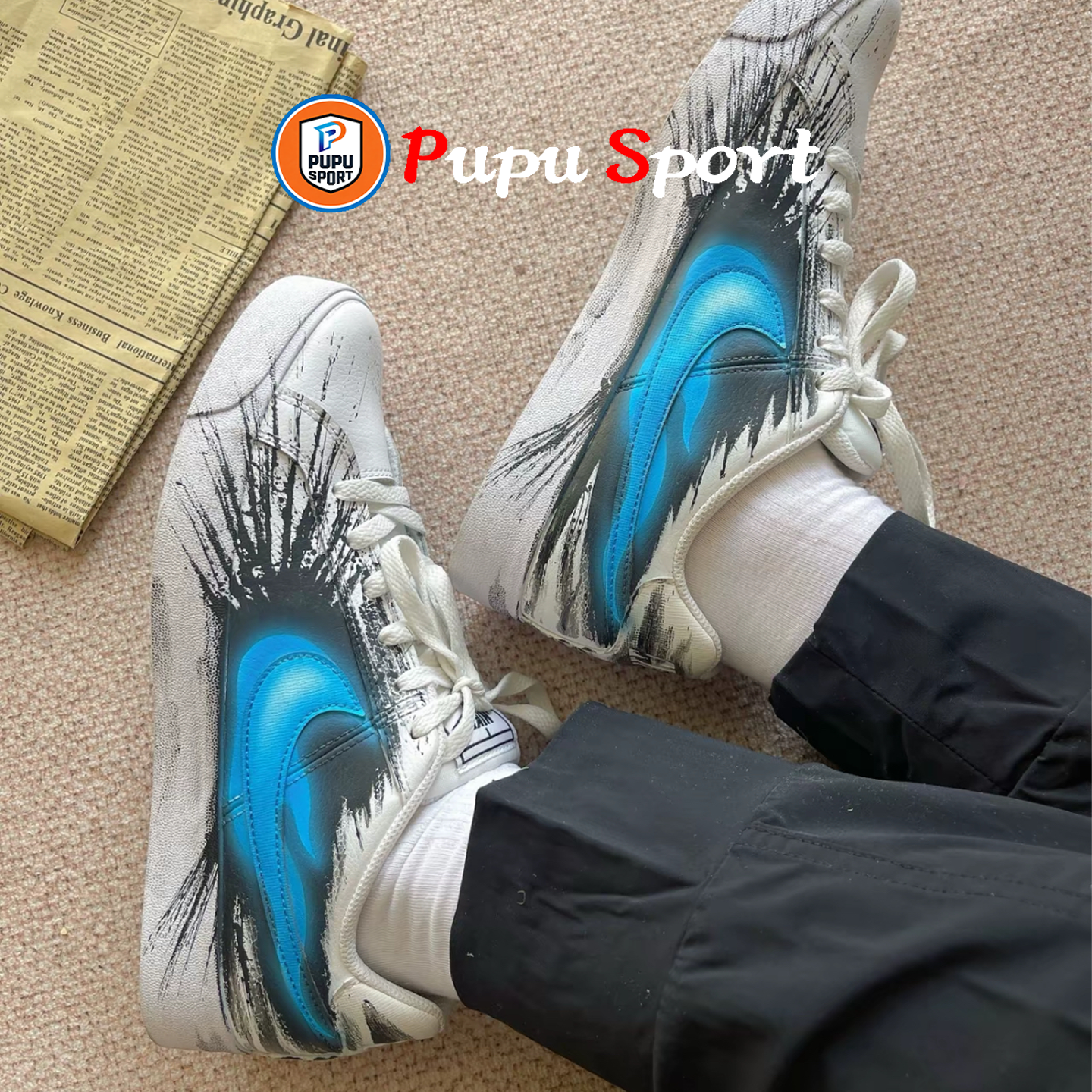 定制球鞋 NikeCourtRoyale抗冲击性防滑耐磨透气雨过天晴白蓝板鞋,运动鞋new,板鞋,淘宝优惠券,粉丝福利购,淘宝优惠卷