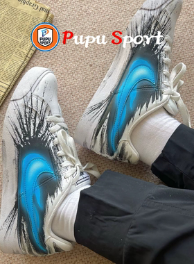 定制球鞋 NikeCourtRoyale抗冲击性防滑耐磨透气雨过天晴白蓝板鞋