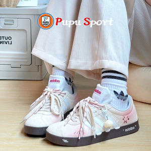 球鞋定制Adidas/阿迪达斯 Neo VL奶黄包甜甜可爱德训女子低帮板鞋
