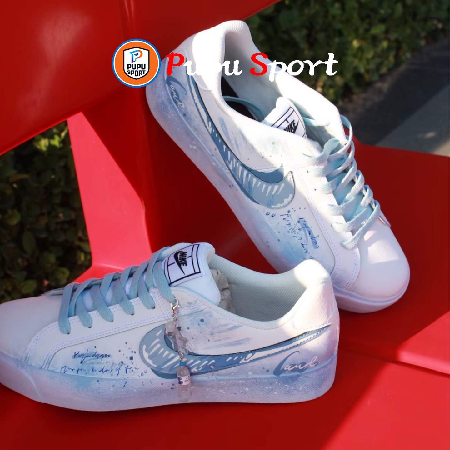 定制球鞋 NikeCourtRoyale抗冲击性防滑耐磨透气雨过天晴白蓝板鞋,运动鞋new,板鞋,淘宝优惠券,粉丝福利购,淘宝优惠卷