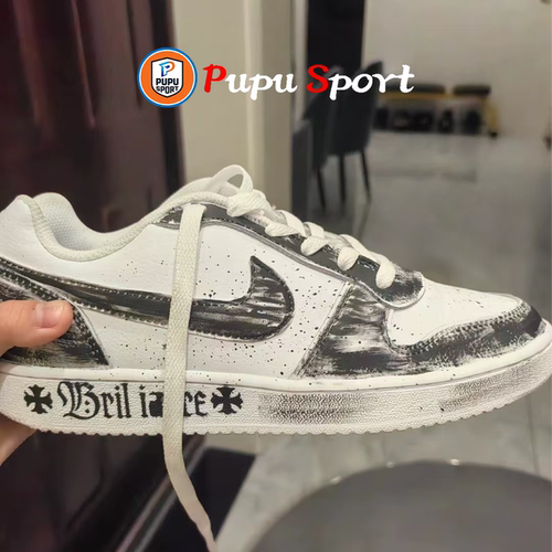 球鞋定制 Nike Court Borough暗影十字架 哥特复古做旧低帮男板鞋