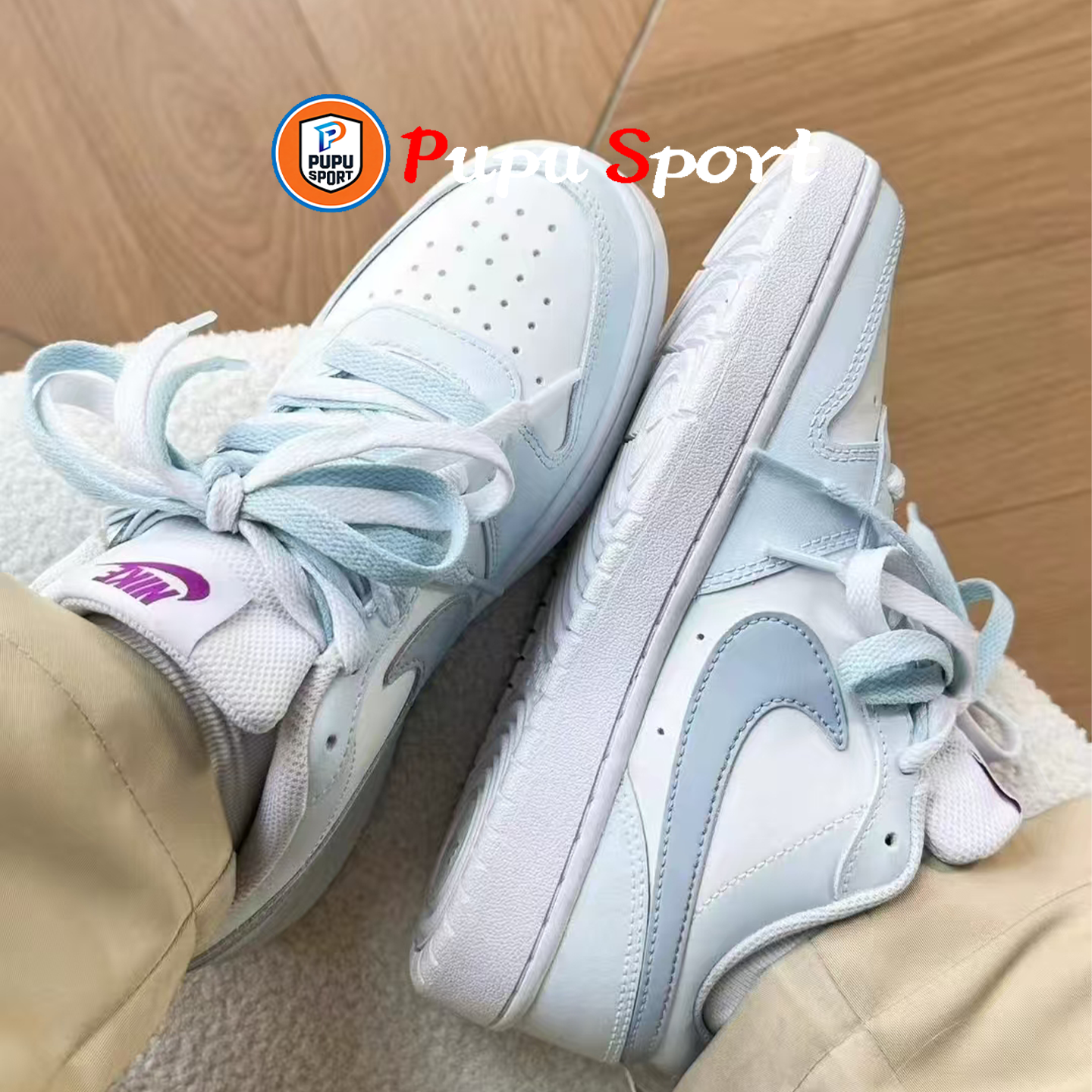 【定制球鞋】Nike Court Borough 泡沫甜豆 雾蓝色,运动鞋new,板鞋,淘宝优惠券,粉丝福利购,淘宝优惠卷