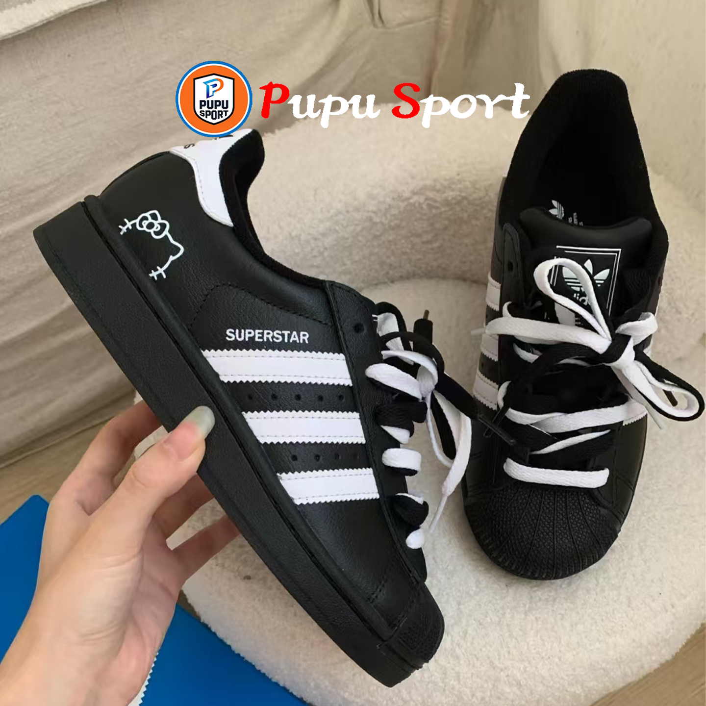 定制球鞋 adidas originals SUPRRSTAR 萌趣喵喵 贝壳头 女子板鞋