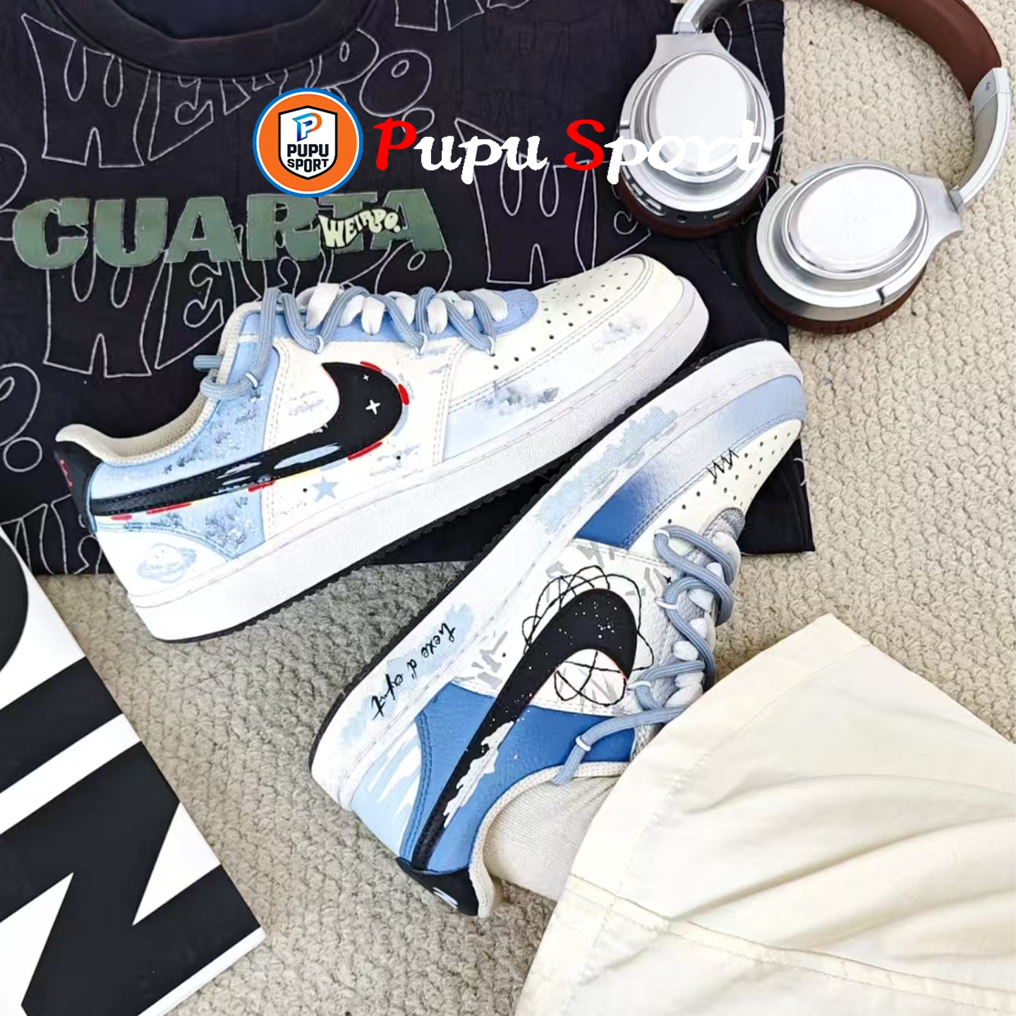球鞋定制 Nike Court Vision 星系环绕 太空涂鸦泼墨低帮男款板鞋
