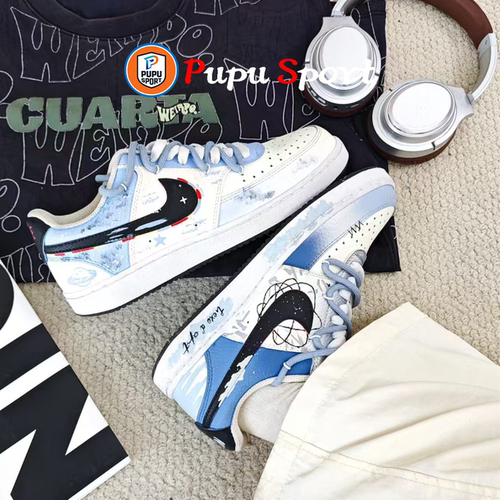 球鞋定制 Nike Court Vision 星系环绕 太空涂鸦泼墨低帮男款板鞋