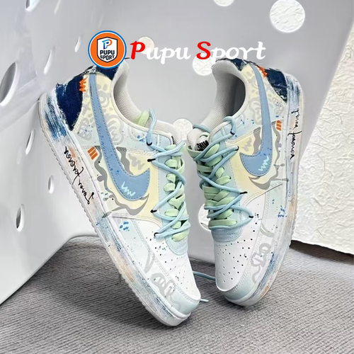 球鞋定制NIKE/耐克Court Vision1心动假日炫彩涂鸦渐变男女低板鞋