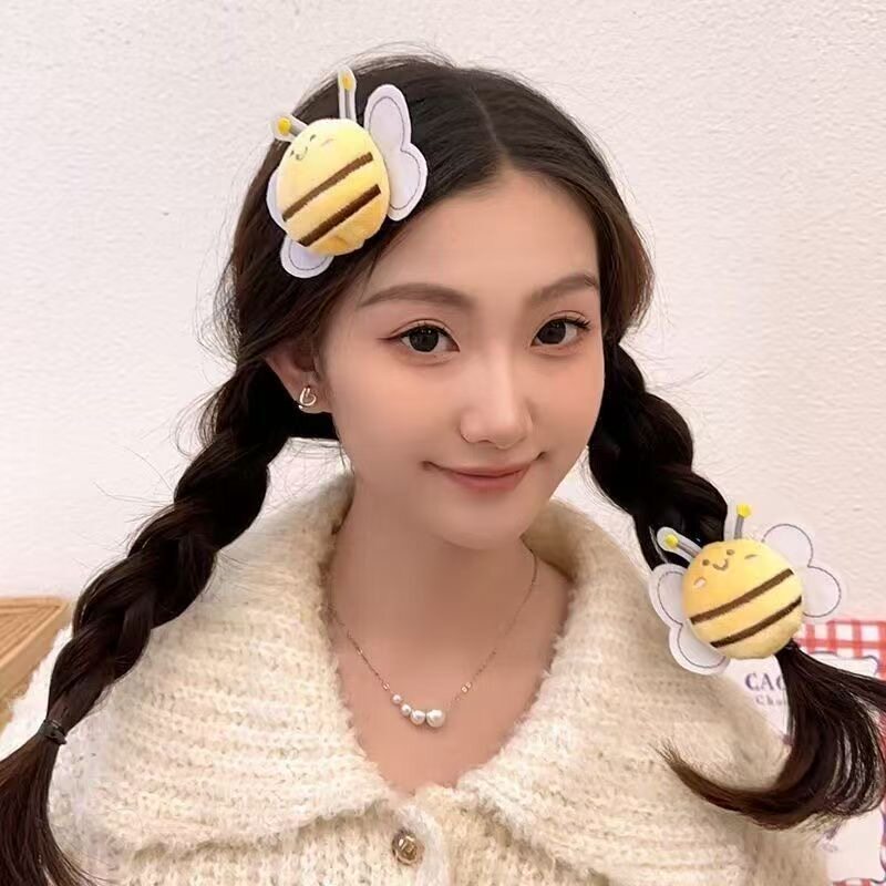 爆款可爱小蜜蜂头饰毛绒发圈学生扎马尾神器皮筋发饰少女心头绳