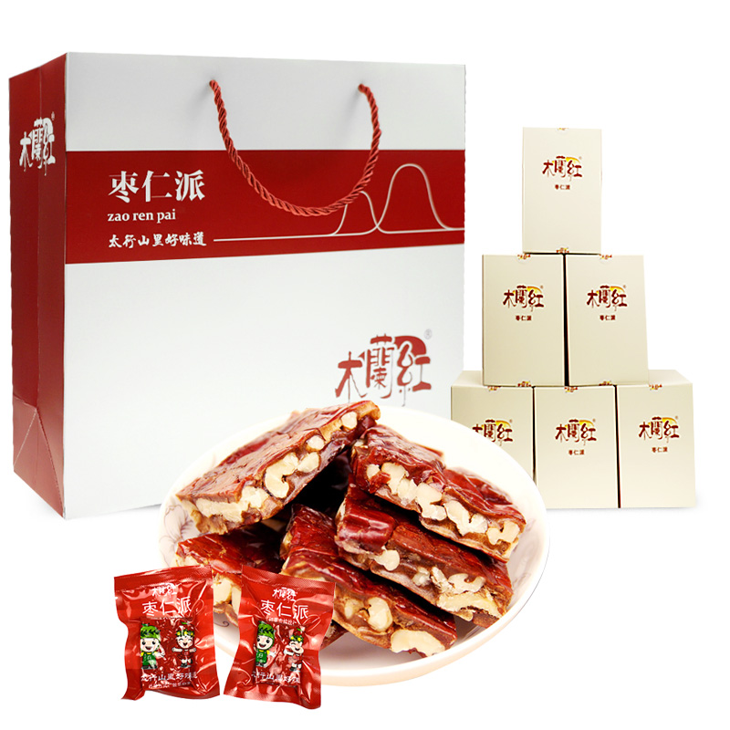 木蘭红 木兰红枣仁派230g太行山大枣夹核桃抱抱果河北保定特产