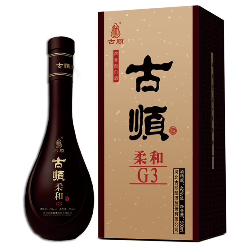 古顺柔和g3系列42度500ml单瓶装浓香型白酒粮食高粱酒礼品酒收藏