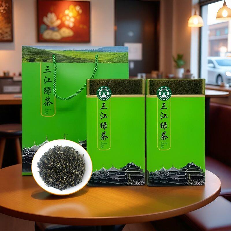 广西三江绿茶碧螺春铁罐礼盒装图片