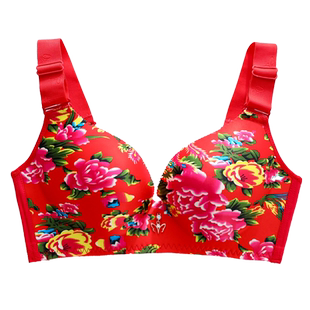 无痕大码内衣薄款东北大花胖mm聚拢光面无钢圈调整型文胸网红胸罩