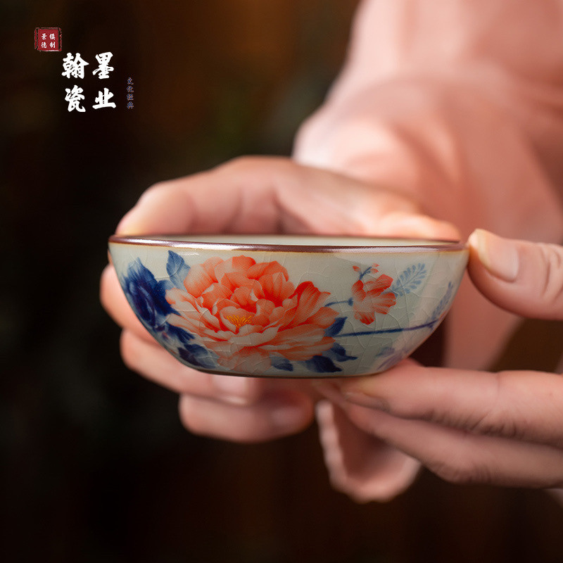 景德镇陶瓷老陶泥国色天香普洱杯家用个人专用主人杯中式女士茶杯