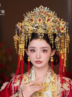 金色中式古风汉服凤冠霞帔发饰