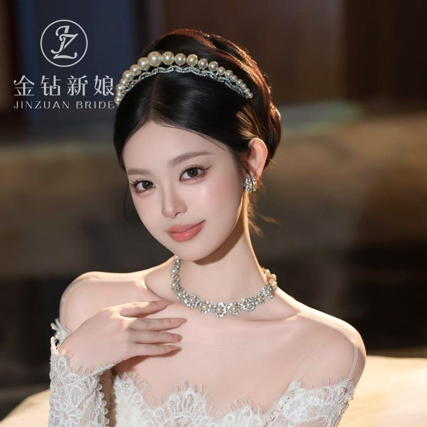 2026新款韩式简约新娘皇冠轻奢珍珠镶钻发箍主纱婚礼跟妆成人礼女