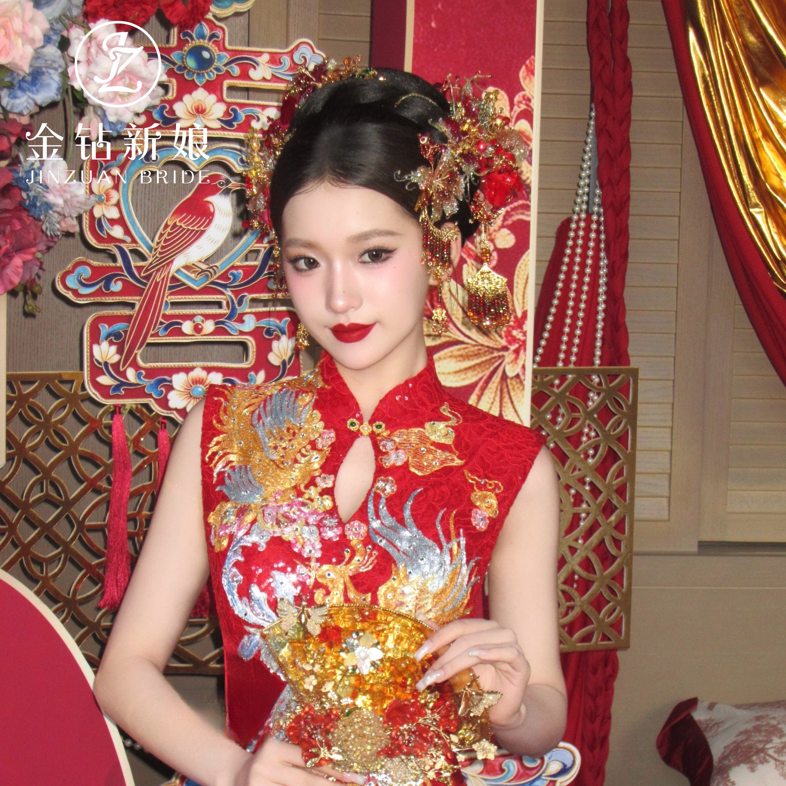 2026新款中式新娘秀禾头饰红色流苏大气显脸小结婚出阁宴跟妆发饰