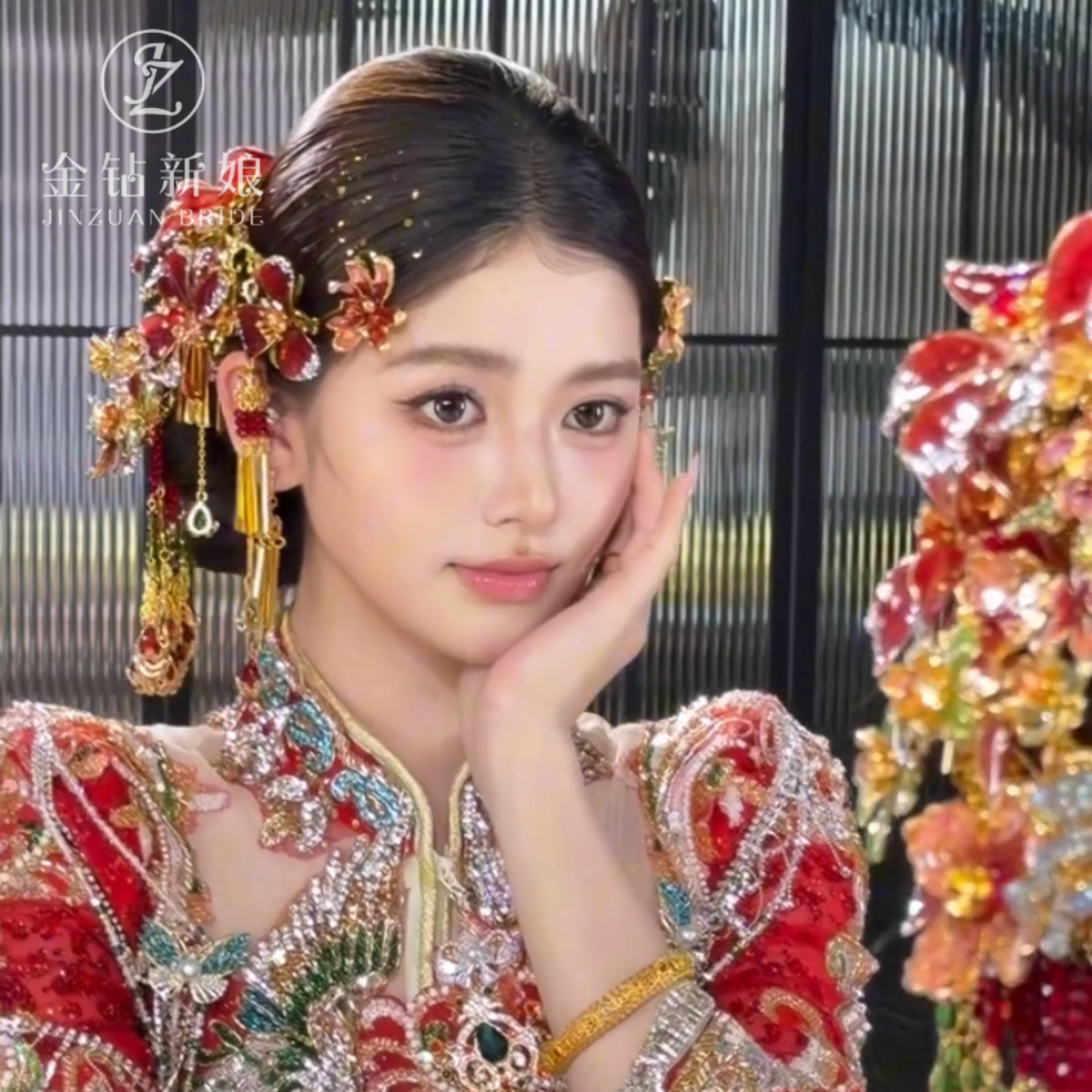 金钻新娘饰品2026新款秀禾头饰新中式流苏新娘减龄盘发百搭造型女