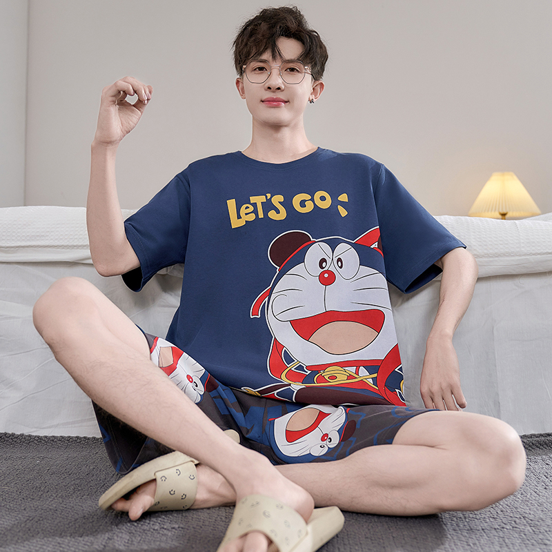 卡通男士夏季短袖睡衣套装