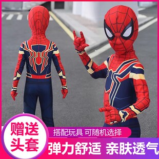 蜘蛛侠衣服儿童男孩紧身衣套装cos演出服装钢铁战衣连体头套女