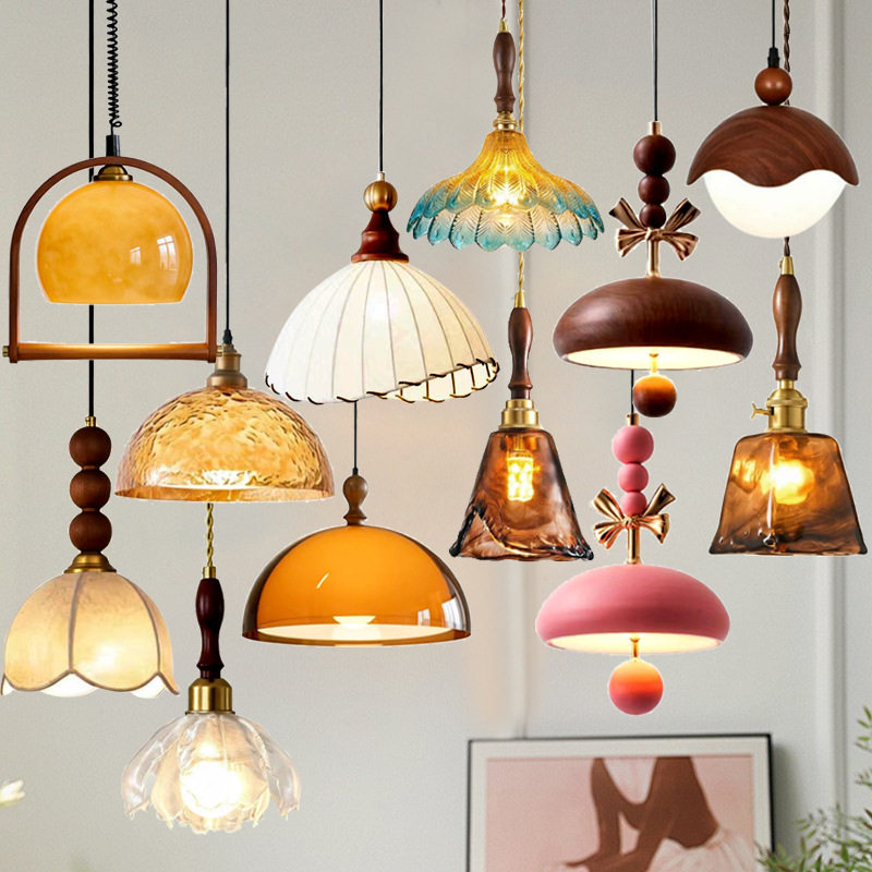北欧法式复古卧室床头小吊灯中古创意餐厅吧台客厅氛围装饰灯美式