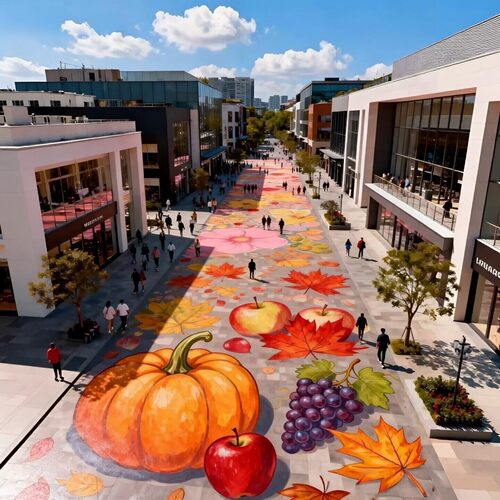 樱花仿真地贴防水网红打卡美陈