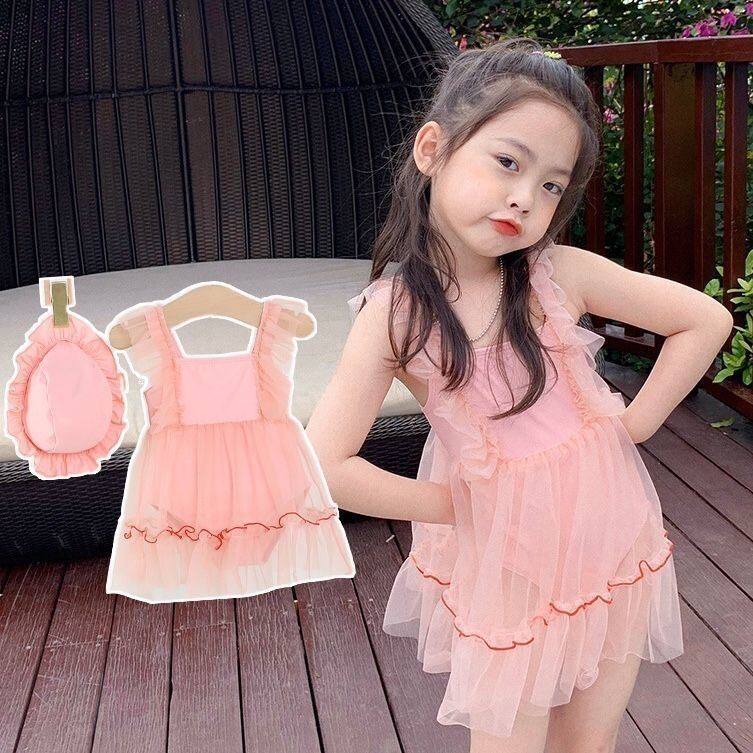 女童泳衣儿童小孩公主可爱游泳衣可爱宝宝洋气纱裙超仙高档泳装