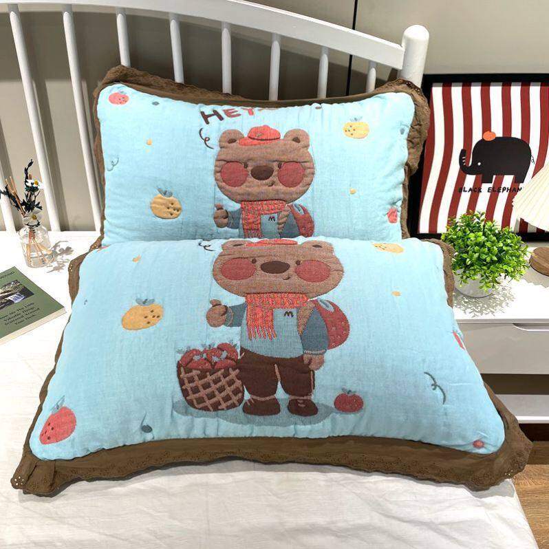 纯棉纱布花边枕套一对韩式裙边成人家用卡通情侣枕头套全棉枕芯套