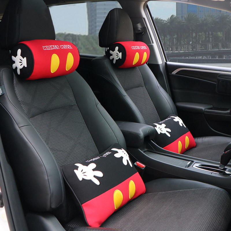 汽车头枕护颈枕腰靠车内一对可爱卡通座椅脖子靠枕车用头靠颈枕