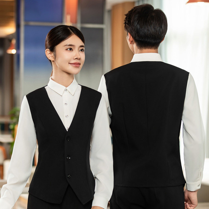 KTV服务员秋装假两件工作服长袖收银台制服男女西餐厅传菜服印字