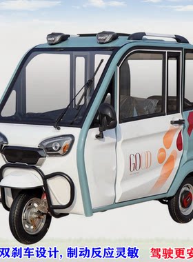 时尚新款2门3座载客拉客全封闭家用代步电动车三轮车成人电瓶车