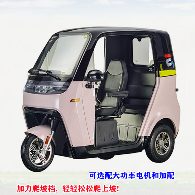 可上牌敞篷顶棚家用休闲代步电动三轮车微型3座客户接送车观光车