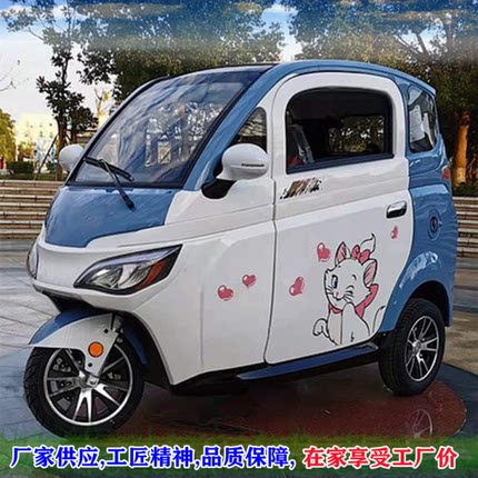 时尚新款2门3座载客拉客全封闭家用代步电动车三轮车成人电瓶车