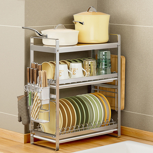 304不锈钢碗架沥水架水槽边窗台上置物架厨房碗盘刀筷一体架窄20