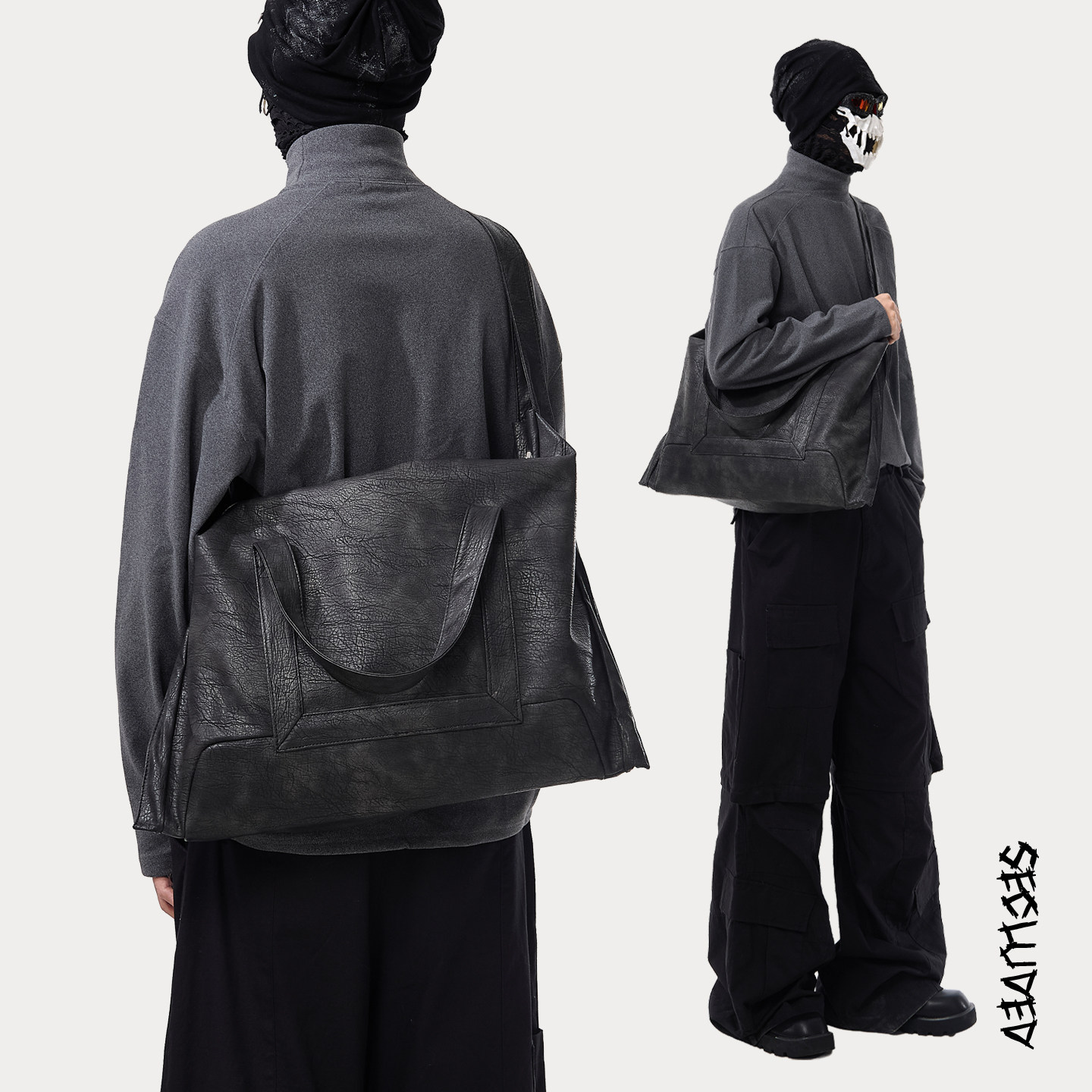 潮牌软皮大包男高级感大容量旅行托特包小众手提包女生单肩斜挎包
