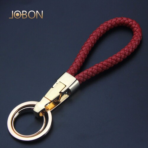 jobon真皮编织女士礼品钥匙圈